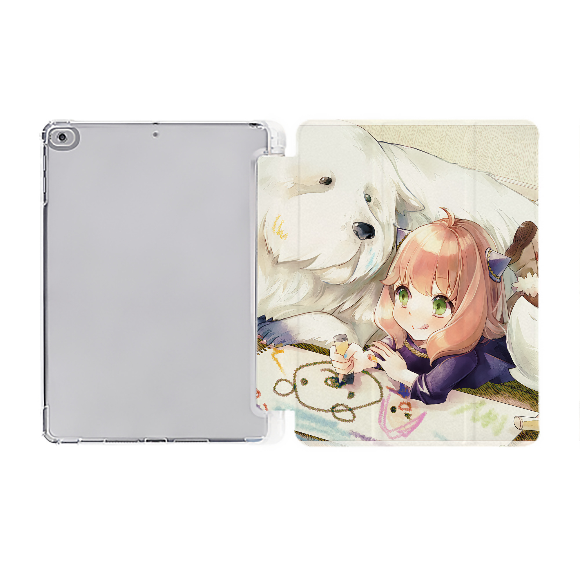 （画像用） SPY×FAMILY间谍家家酒 IPad ケース ペン収納付き 三つ折りスタンド PUレザー×シリコン 対応機種9.5/10.5/10.9インチ